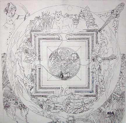 Mandala ink drawing